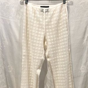 MARC JACOBS Ivory 1993 2018 Redux Grunge Embroidered Semi-Sheer Pants 2 $500